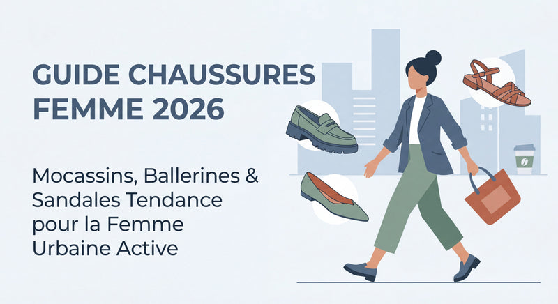 Sélection de chaussures tendance été 2026 — ballerines chocolat, sandales minimalistes et mocassins posés sur fond clair, style lookboo...
![Chaussures femme : comment choisir entre mocassins, ballerines et sandales en 2026 ?