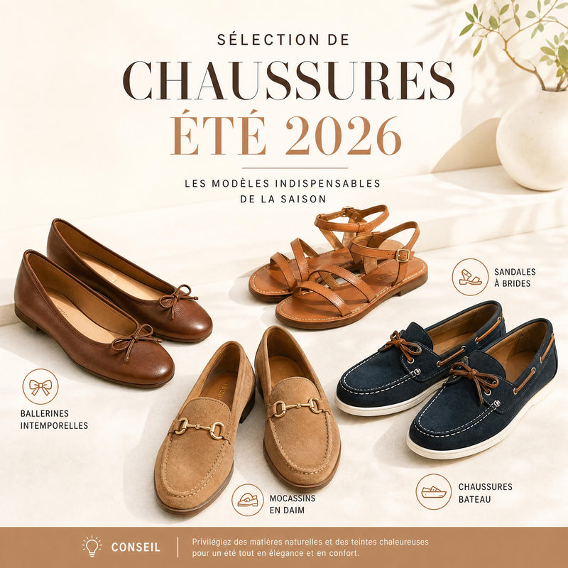 Une sélection élégante de chaussures d'été de la collection André 2026, mettant en avant des ballerines tressées et des sandales confor...
![Chaussures été 2026 : les tendances femme et homme à adopter pour un look stylé