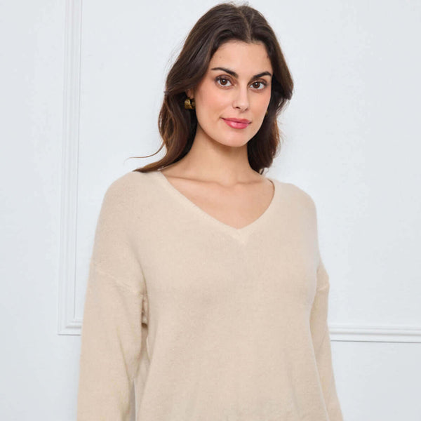 PULL COL V OPALINE BEIGE - André