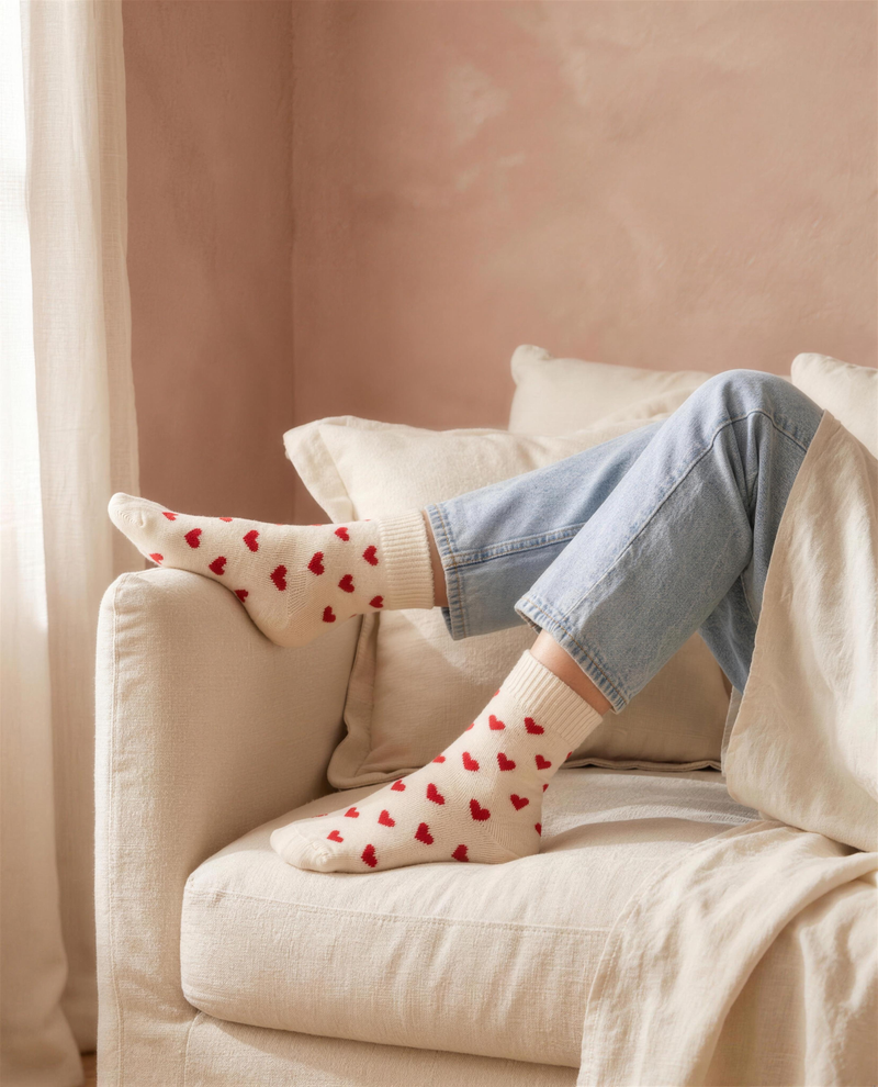 Chaussettes cœurs Aglae portées