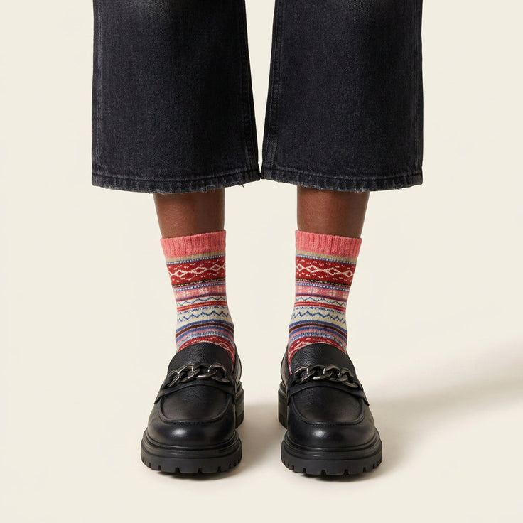 Chaussettes en laine Aztèques - Multico rouge