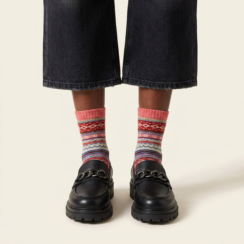 Chaussettes en laine Aztèques - Multico rouge