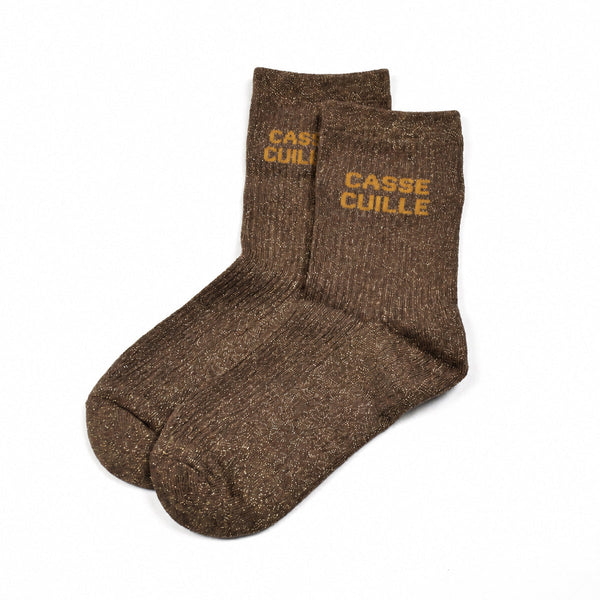 Chaussettes à paillettes Casse Couille - Marron
