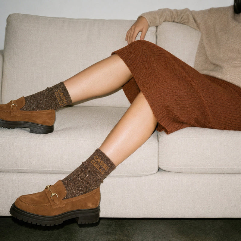 Chaussettes à paillettes Casse Couille - Marron