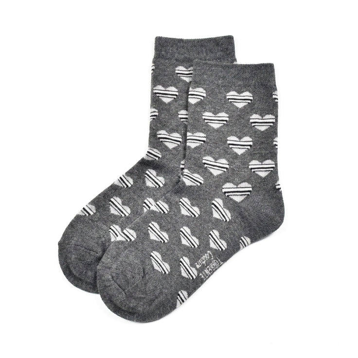 Chaussettes Coeurs rayés - Gris foncé
