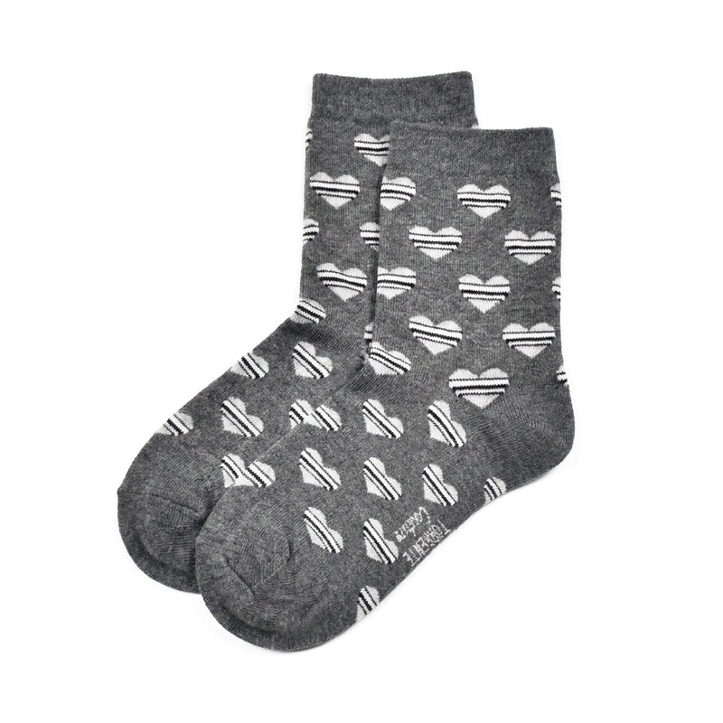 Chaussettes Coeurs rayés - Gris foncé