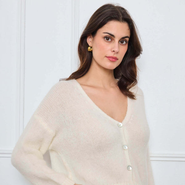 CARDIGAN COL V GLORIA BLANC - André