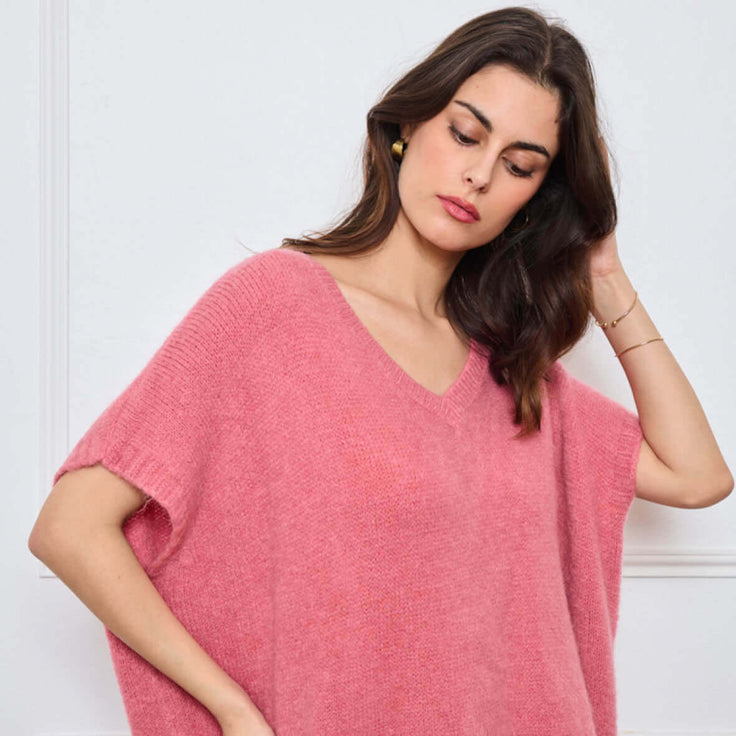 PULL COL V OVERSIZED SANS MANCHES MILIE ROSE - André