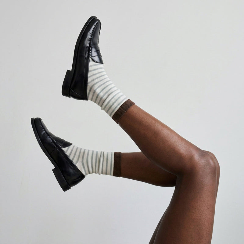 Chaussettes Lignes - Blanc / Bleu gris