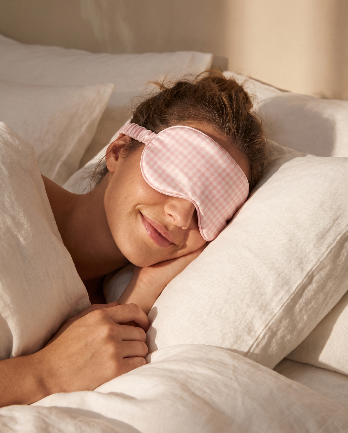 Silk sleep mask - Ysia Gingham pink