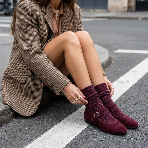 Chaussettes en laine Mélange - Bordeaux