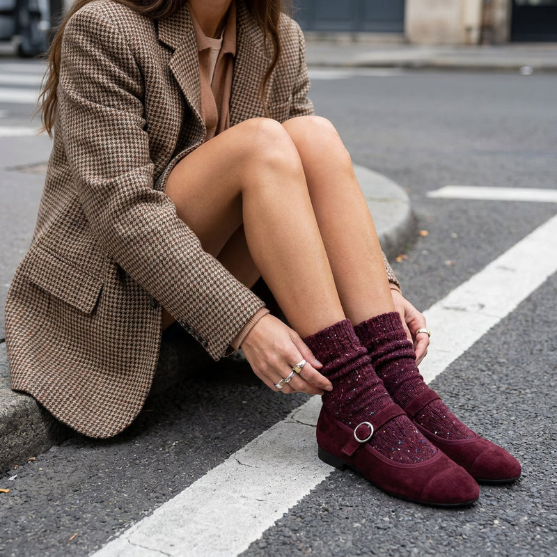 Chaussettes en laine Mélange - Bordeaux