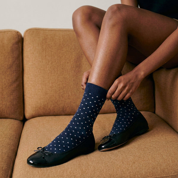 Chaussettes Points - Bleu marine