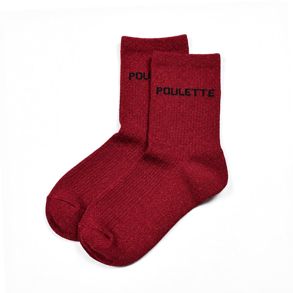 Chaussettes à paillettes Poulette - Bordeaux