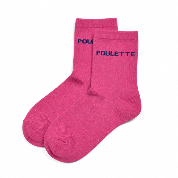 Chaussettes à paillettes Poulette - Fuchsia