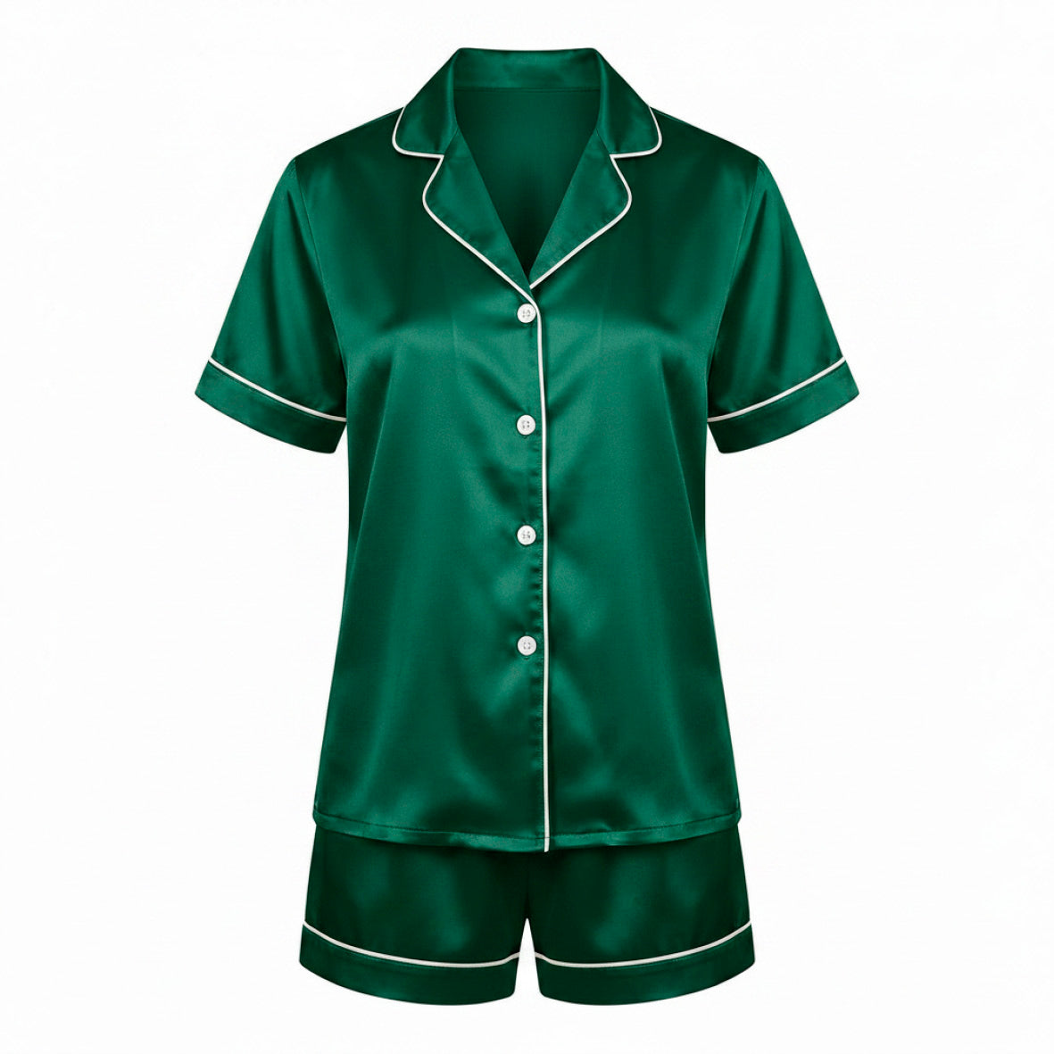 Set de pyjama court en soie - Maëlla Vert sauge - Set de pyjama court